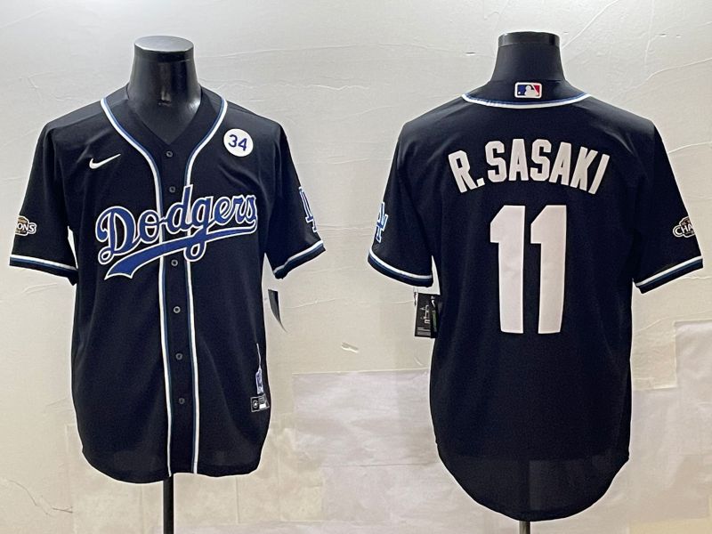 Men Los Angeles Dodgers #11 R.Sasaki Black Fashion Game 2025 Nike MLB Jersey style 30616